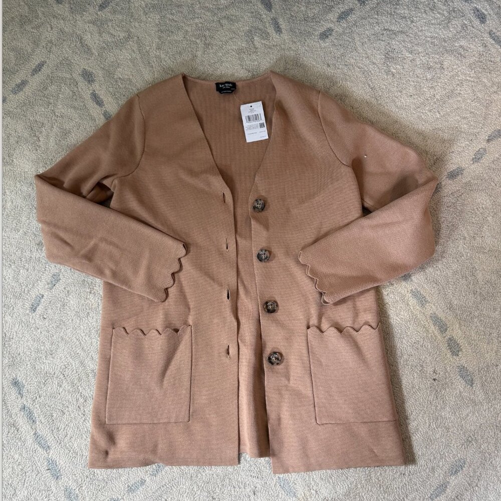 Kate Spade Scalloped Sweater Blazer - Camel Color, Size X-Small NWT